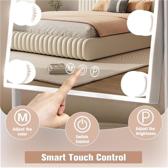 Vanity Mirror with Lights Hollywood Lighted Makeup Mirror with 9 Dimmable Bulbs - Picture 3 of 7